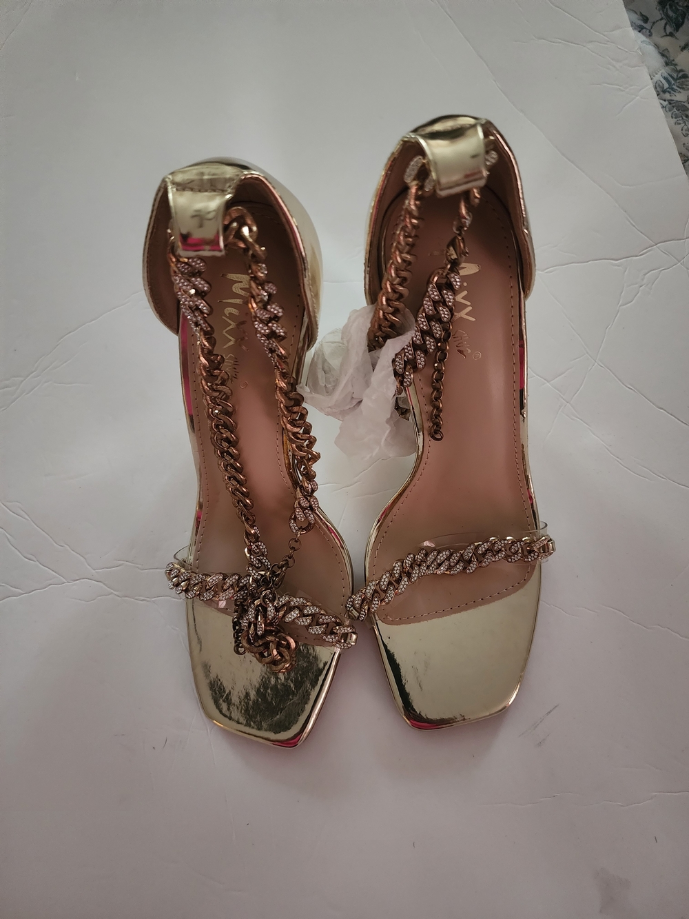 Gold Chain-Strap Women's Dress Sandals